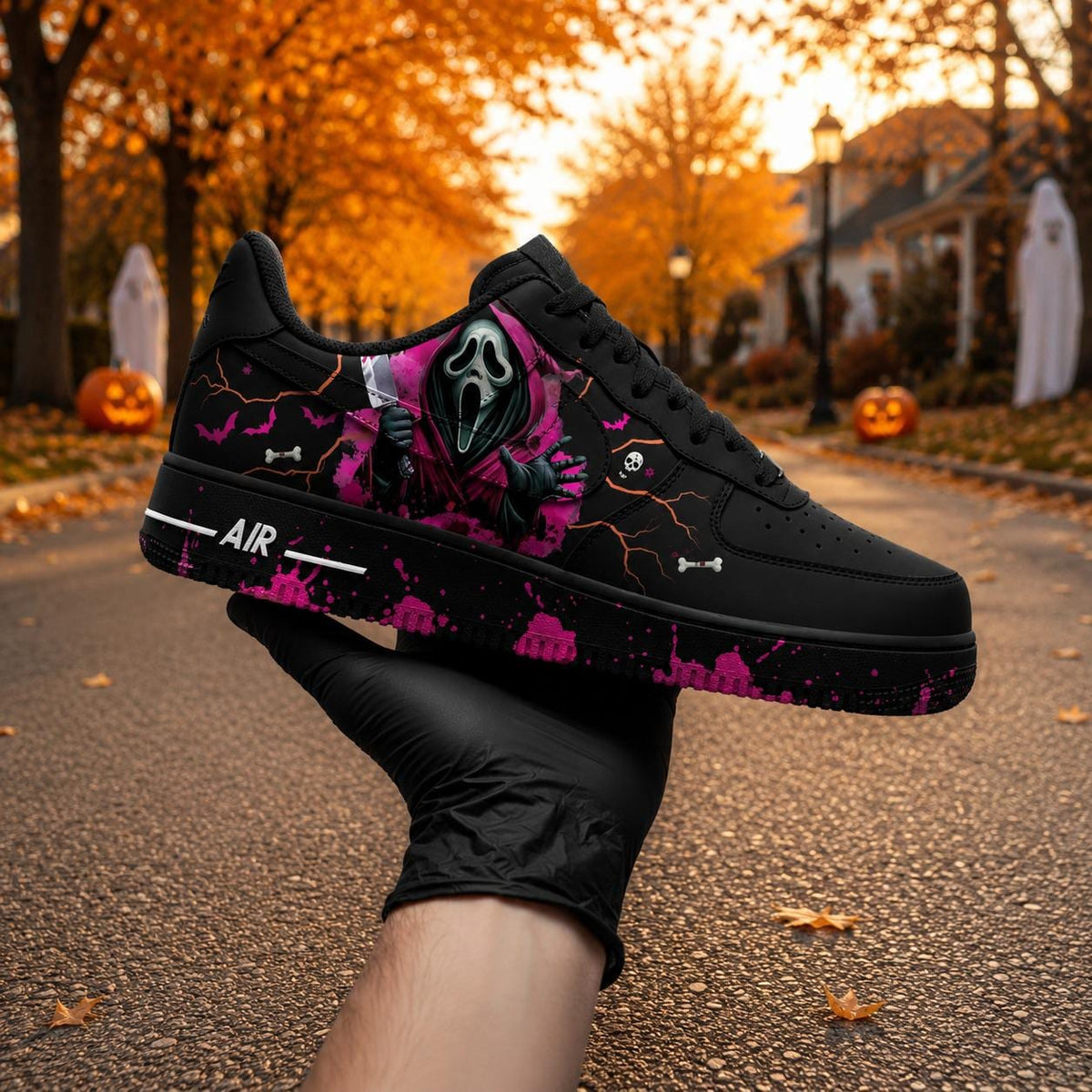 Ghostface Custom Air Force 1 Shoes, Hand Painted Halloween Ghost AF1 Sneakers, Halloween Horror Sneakers, Halloween Gift