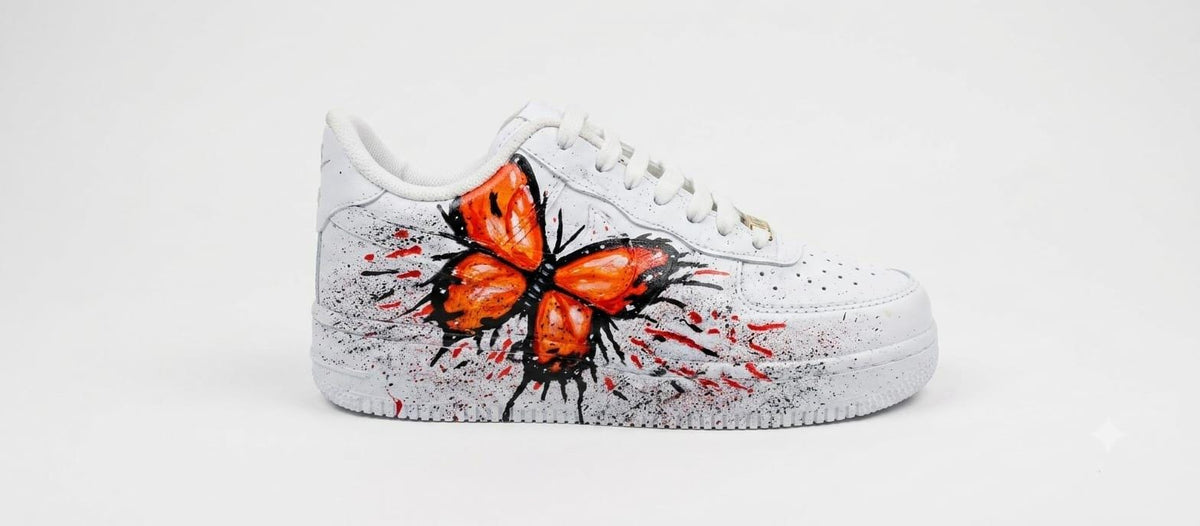 Custom Painted Shoes,Orange Butterfly,Birthday Gift,Personalized