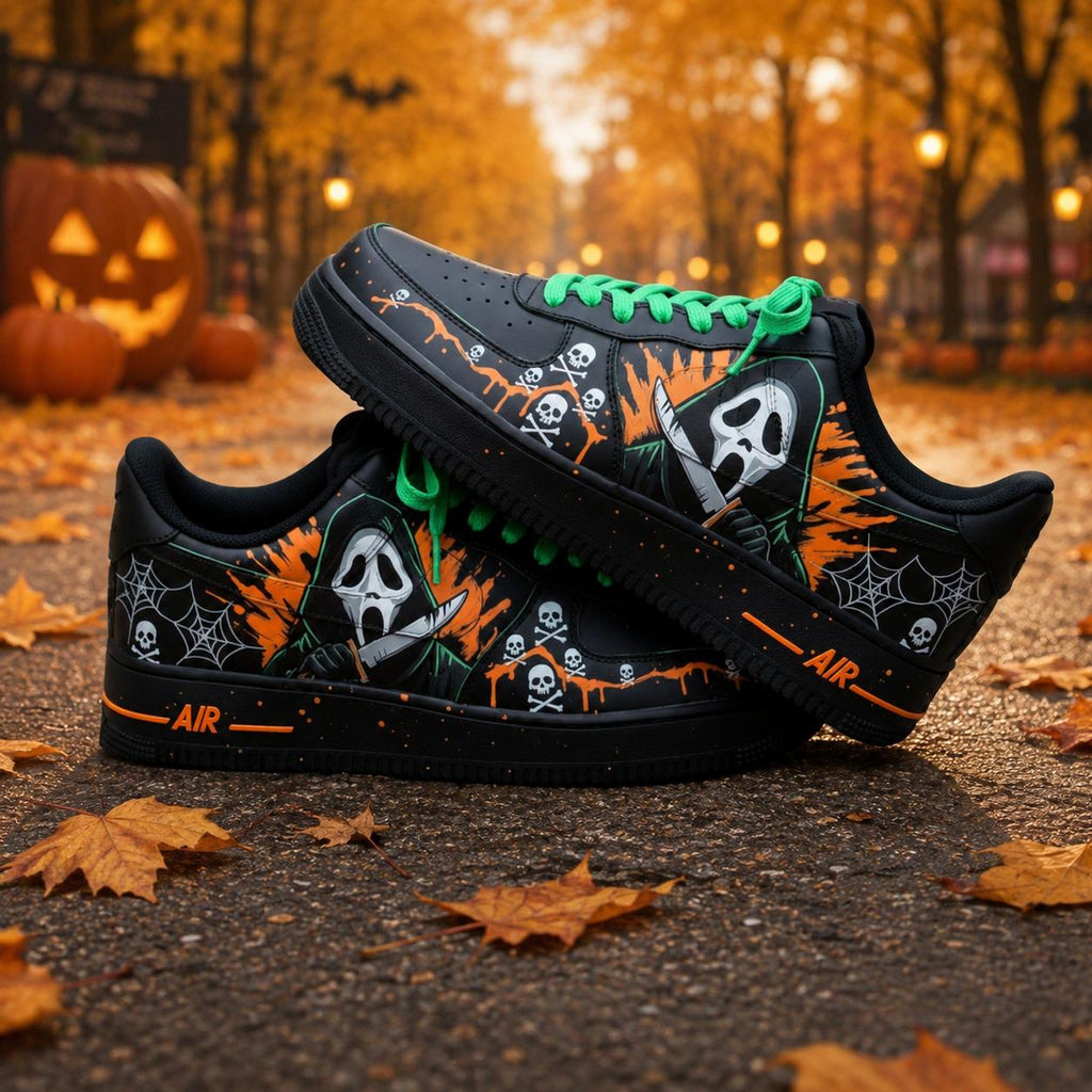 Personalized Ghostface Air Force 1 Sneakers, Ghostface AF1 Shoes, Halloween Horror Sneakers, Halloween Shoes Gift