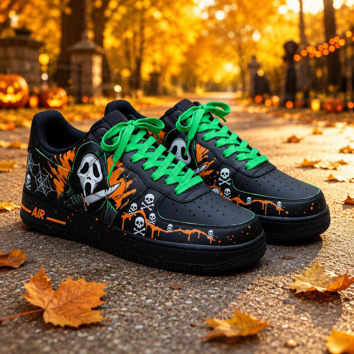 Personalized Ghostface Air Force 1 Sneakers, Ghostface AF1 Shoes, Halloween Horror Sneakers, Halloween Shoes Gift