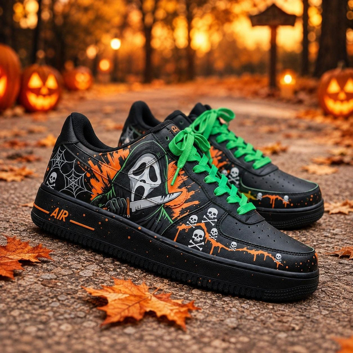Personalized Ghostface Air Force 1 Sneakers, Ghostface AF1 Shoes, Halloween Horror Sneakers, Halloween Shoes Gift