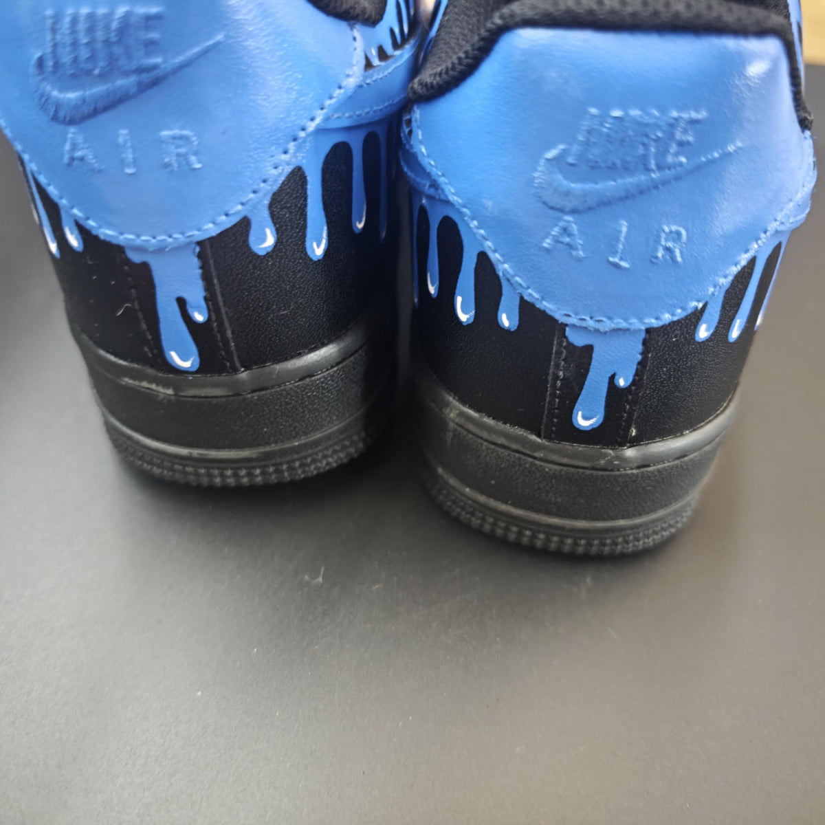 Custom Air Force 1 Blue Drip Sneakers, Hand-Painted AF1 Streetwear Cyberpunk Gift for Him