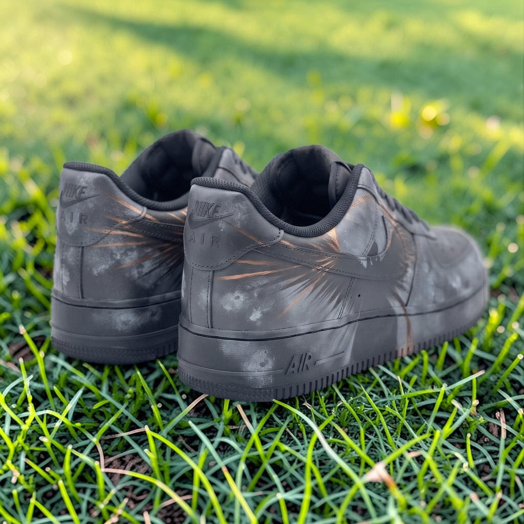 Custom Black Angel Sneakers, Dark Abstract Hand Painted Shoes, Unique Streetwear Shoes, Gothic Inspired Personalized Gift For Sneaker Lovers