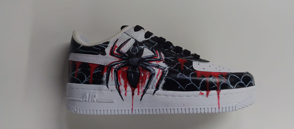 Custom Hand-Painted Spider Sneaker /Black & Red Streetwear Shoes /Unigue Gothic Artwork /Handmade Statement Sneakers .