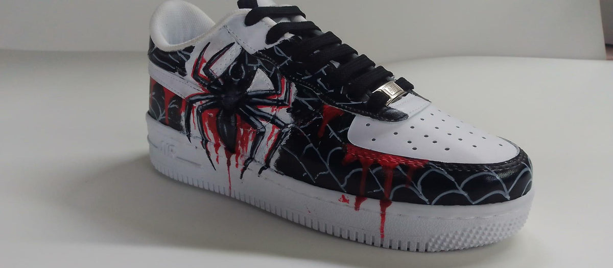 Custom Hand-Painted Spider Sneaker /Black & Red Streetwear Shoes /Unigue Gothic Artwork /Handmade Statement Sneakers .