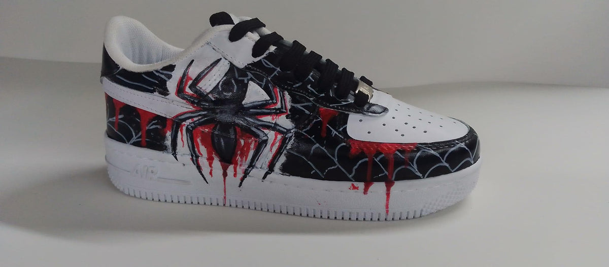 Custom Hand-Painted Spider Sneaker /Black & Red Streetwear Shoes /Unigue Gothic Artwork /Handmade Statement Sneakers .