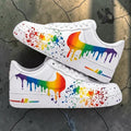 Custom Rainbow Sneakers, Colorful Hand Painted Shoes, Rainbow Drip and Splatter Design, Unique Streetwear Shoes, Gift for Sneaker Lovers