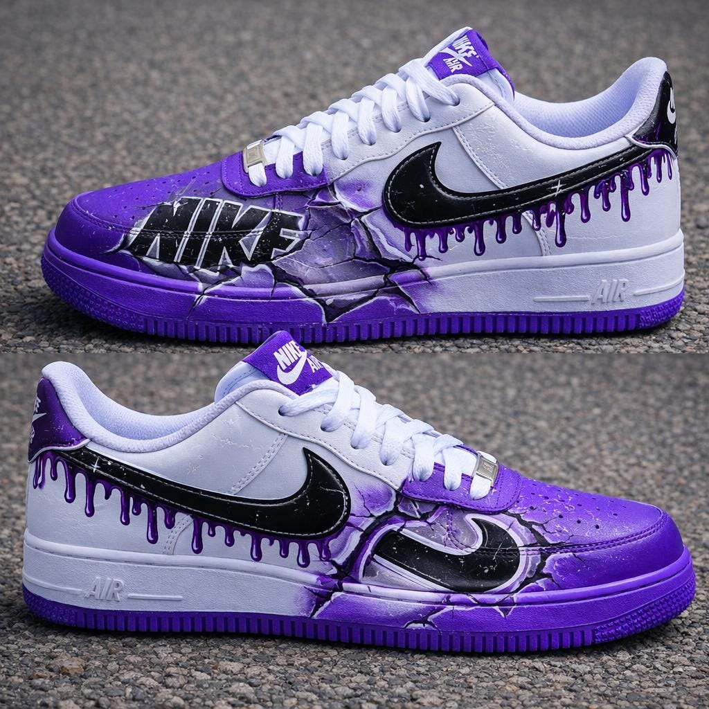 Custom Air Force 1,Purple Drip Art Shoes Hand Painted Streetwear Sneakers Custom Sneakers Gift For Him Birthday Shoes