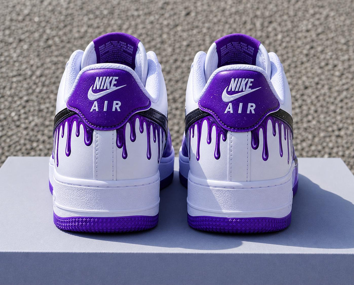 Custom Air Force 1,Purple Drip Art Shoes Hand Painted Streetwear Sneakers Custom Sneakers Gift For Him Birthday Shoes