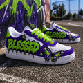 Custom Purple&Green Drip Air Force 1 ,Hand-Painted Neon Butterfly,Graffiti Style AF1 Kicks, Birthday Gift for Him