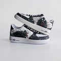 Custom Sneakers ?C White AF1 with Black Tendrils, Birthday Gift for Men, Symbiote Streetwear Shoes for Fans