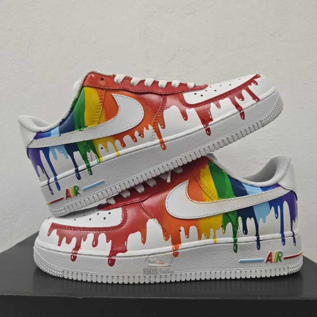 Custom Rainbow Drip Air Force 1 Shoes, Hand Painted AF1 Sneakers, Pride Colorful Streetwear Gift, Personalized Art Kicks, Birthday Gift