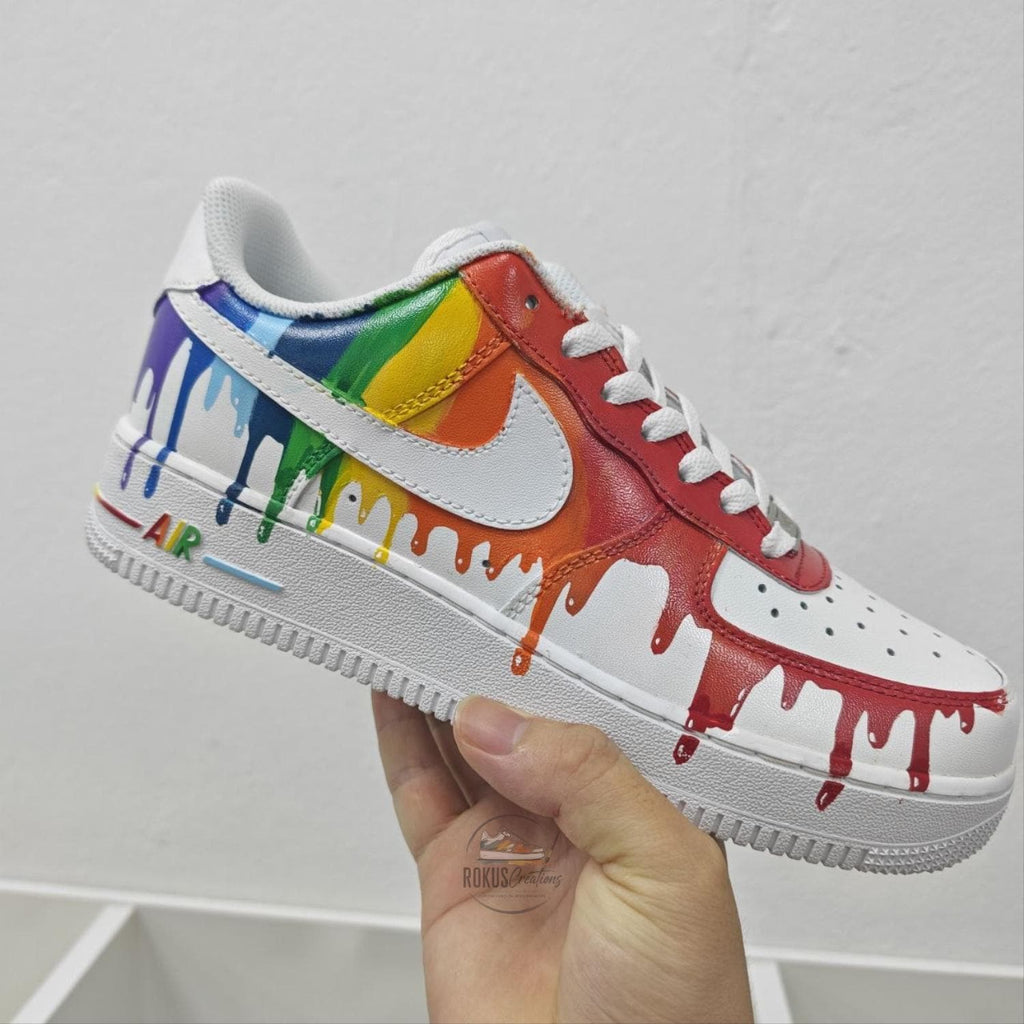 Custom Rainbow Drip Air Force 1 Shoes, Hand Painted AF1 Sneakers, Pride Colorful Streetwear Gift, Personalized Art Kicks, Birthday Gift