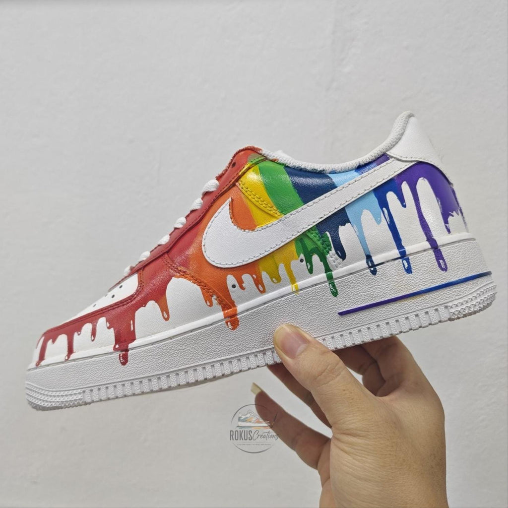 Custom Rainbow Drip Air Force 1 Shoes, Hand Painted AF1 Sneakers, Pride Colorful Streetwear Gift, Personalized Art Kicks, Birthday Gift