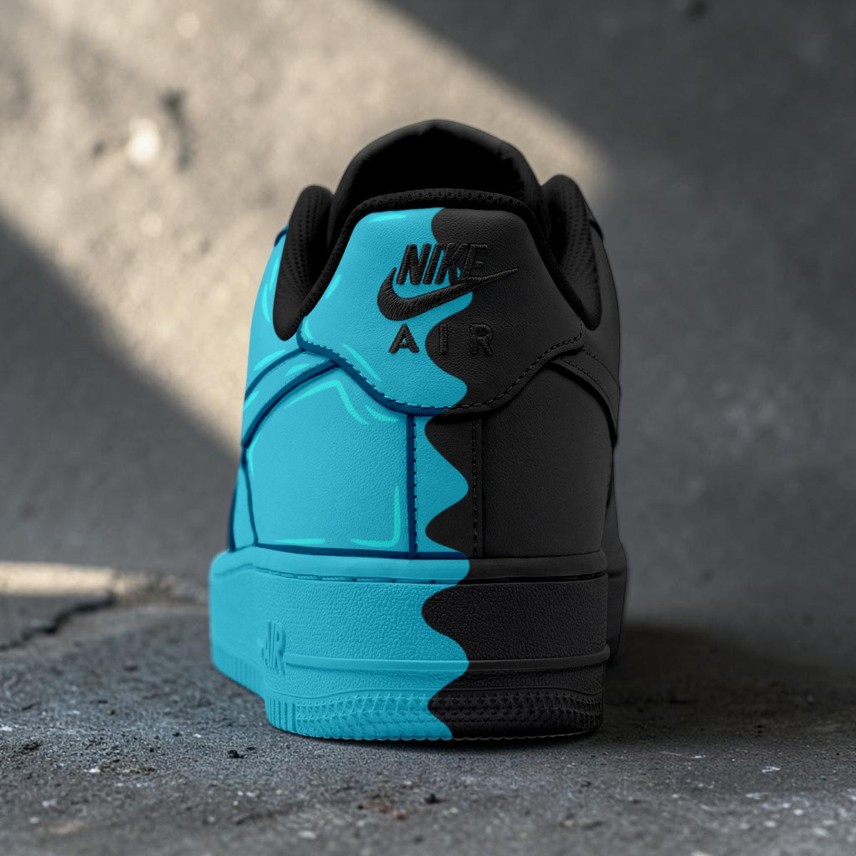 Custom Blue Black Drip Sneakers, Hand Painted Streetwear Shoes, Abstract Paint Drip Footwear, Unique Sneaker Gift