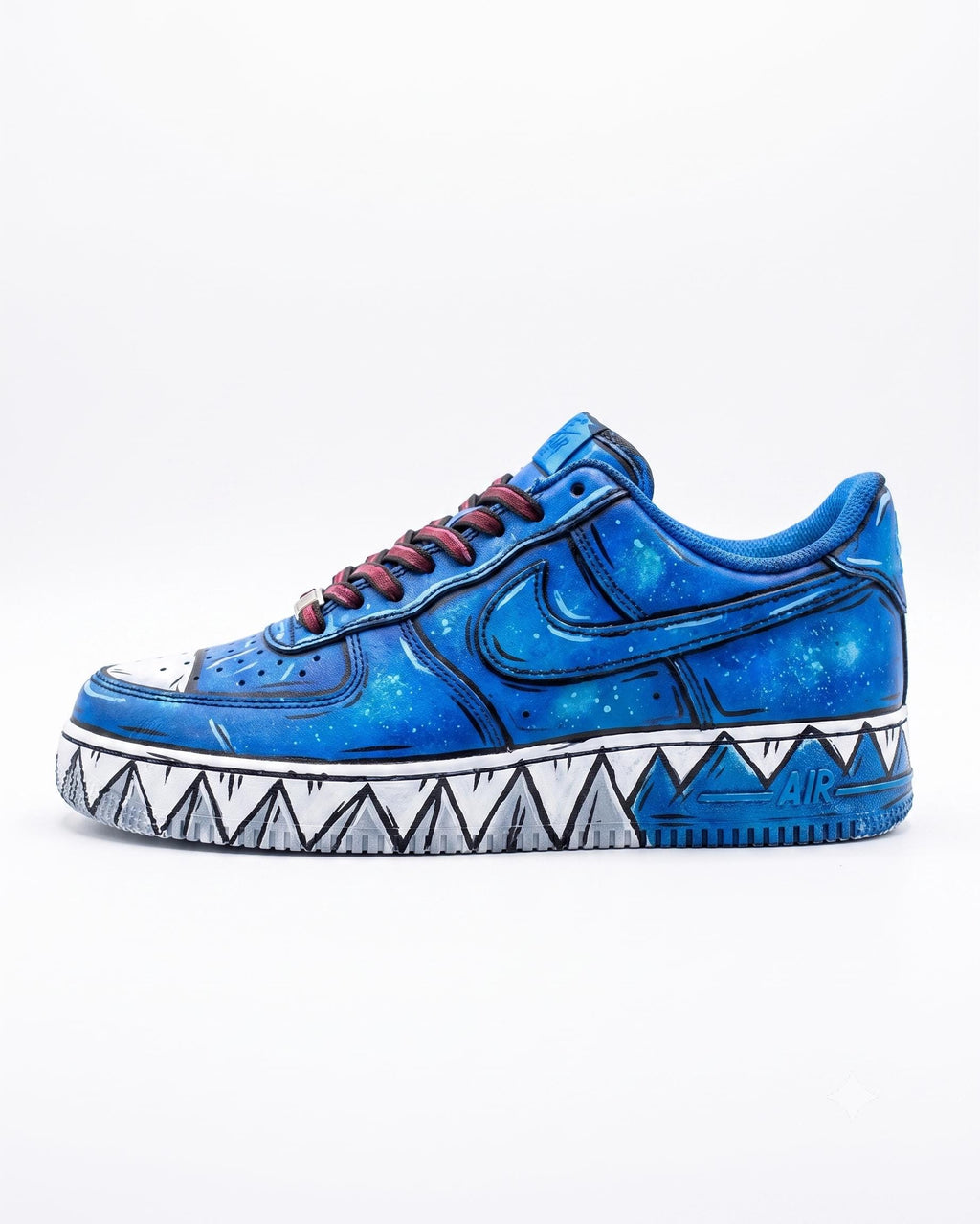 Custom Hand-Painted Shark Galaxy Sneakers, Blue Streetwear Shoes