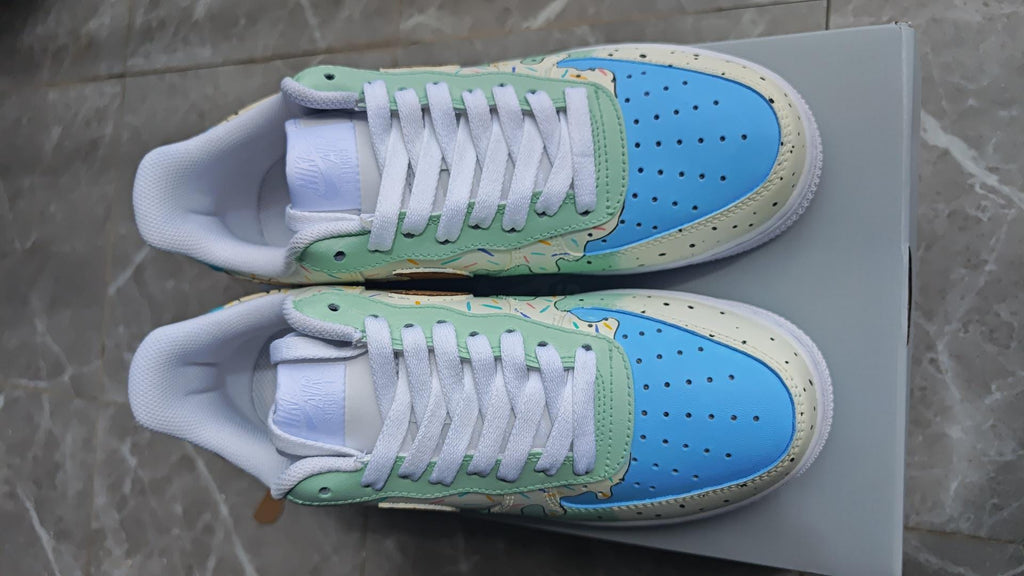 Ice Cream AF1s,Hand Painted Drip Shoes,Mint Sundae Custom Sneakers, Sweet Summer Gift,Minty Sprinkles Sneakers