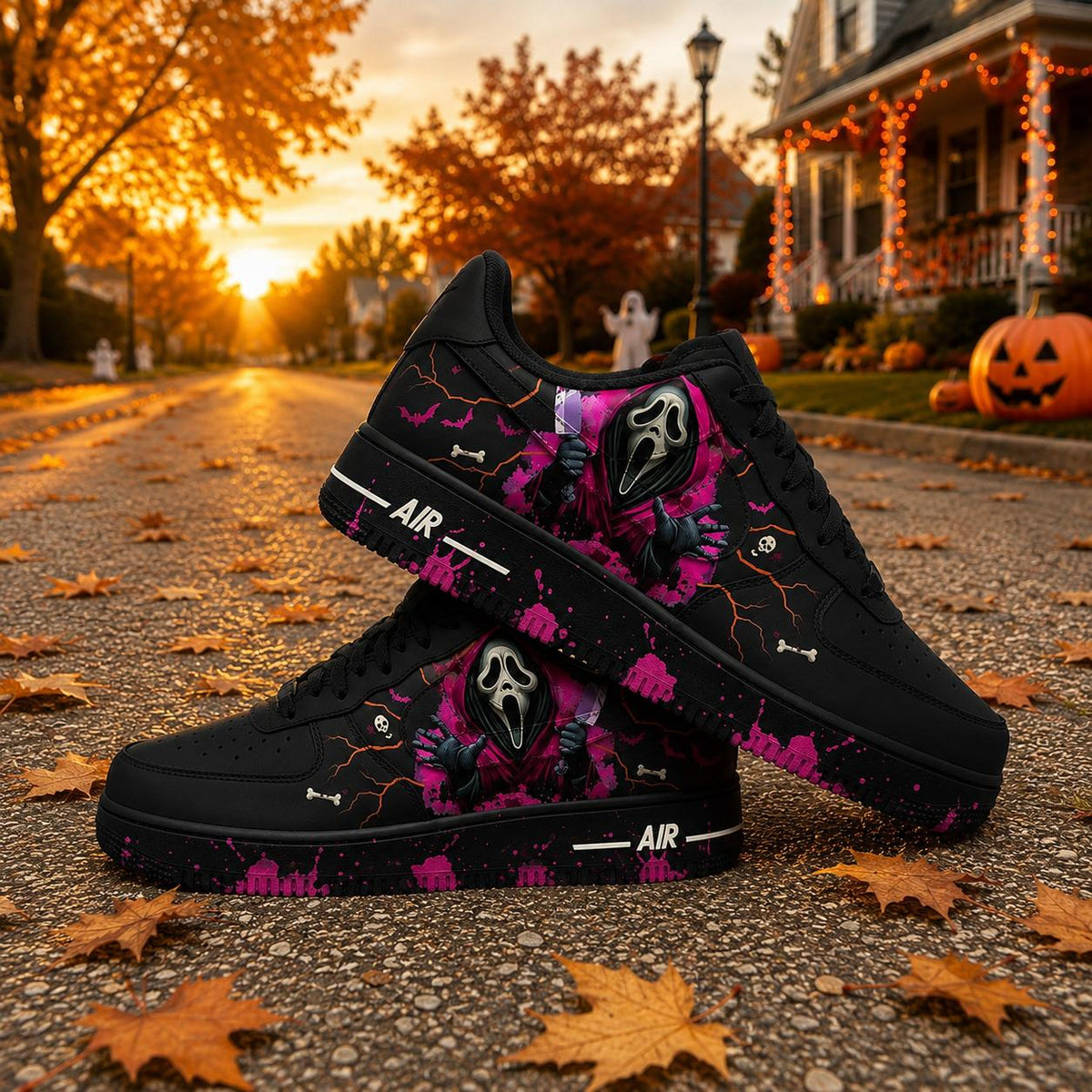 Ghostface Custom Air Force 1 Shoes, Hand Painted Halloween Ghost AF1 Sneakers, Halloween Horror Sneakers, Halloween Gift