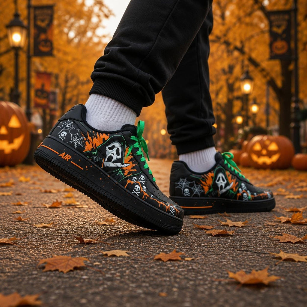 Personalized Ghostface Air Force 1 Sneakers, Ghostface AF1 Shoes, Halloween Horror Sneakers, Halloween Shoes Gift