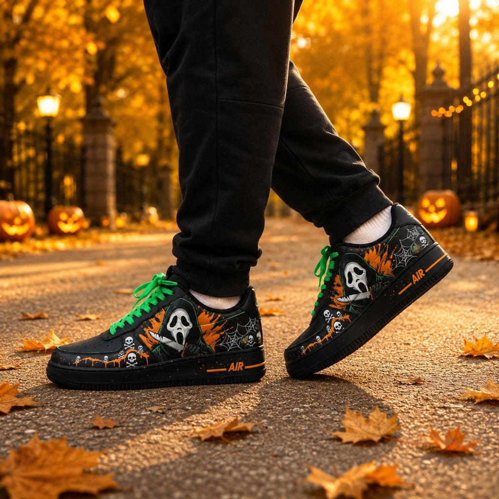 Personalized Ghostface Air Force 1 Sneakers, Ghostface AF1 Shoes, Halloween Horror Sneakers, Halloween Shoes Gift