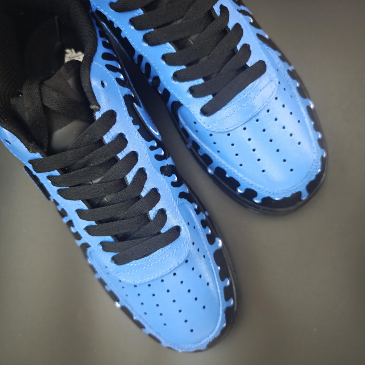 Custom Air Force 1 Blue Drip Sneakers, Hand-Painted AF1 Streetwear Cyberpunk Gift for Him