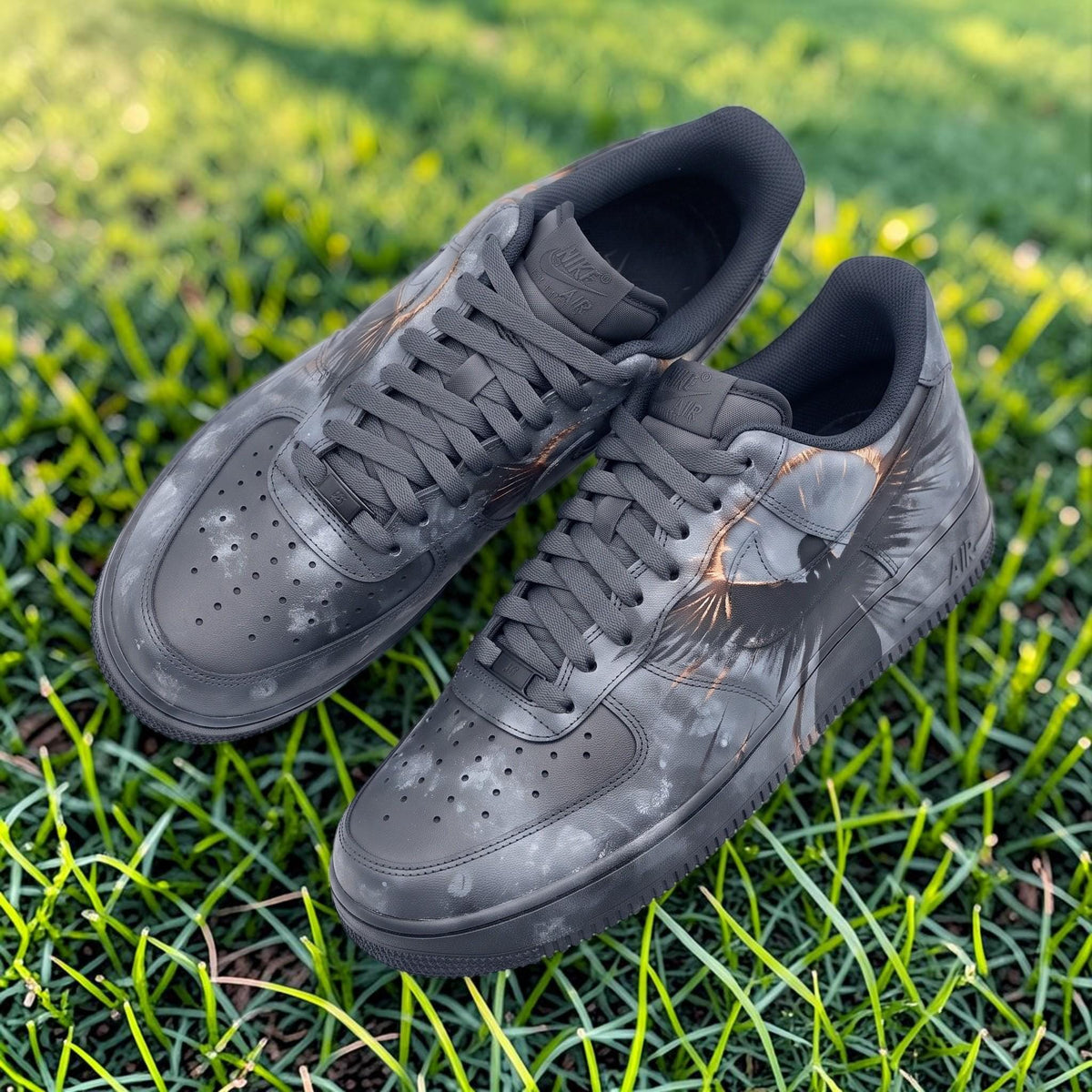 Custom Black Angel Sneakers, Dark Abstract Hand Painted Shoes, Unique Streetwear Shoes, Gothic Inspired Personalized Gift For Sneaker Lovers