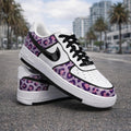 Custom White Air Force 1, Hand Painted Sneakers Purple Leopard Print Custom Shoes Unique Streetwear Footwear,Gift for Her