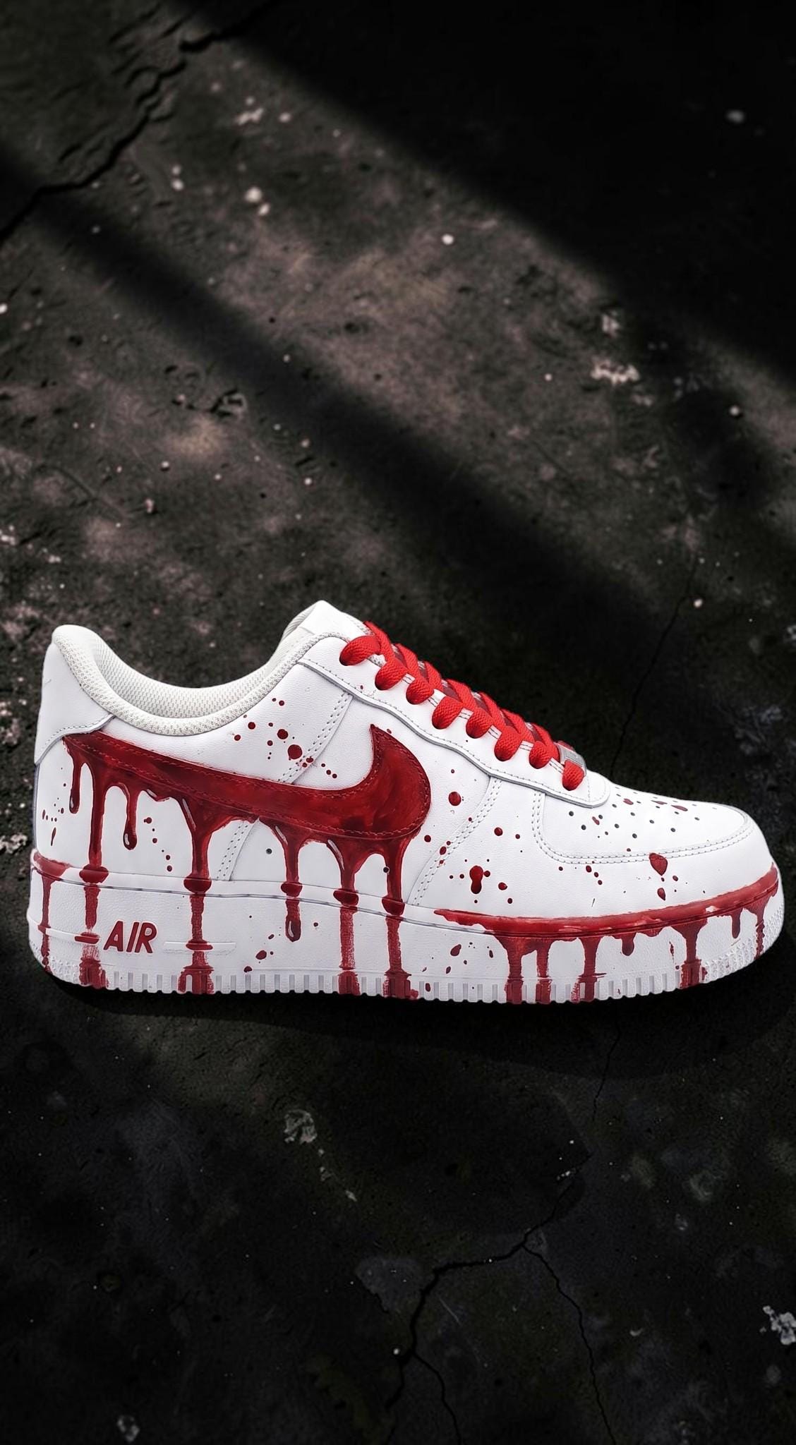Custom Red Drip Sneakers, White Hand Painted Shoes, Red Splash Streetwear Shoes, Unique Custom Sneakers, Gift for Sneaker Lovers