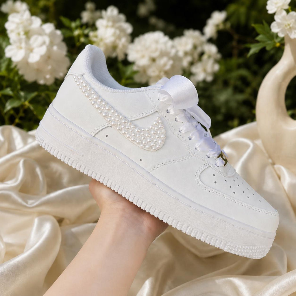 Custom Bridal Wedding Pearl Sneakers — Wedding Shoes for the Bridesmaid Squad — Wedding Gift for the Bride —Handmade Custom Wedding Sneakers