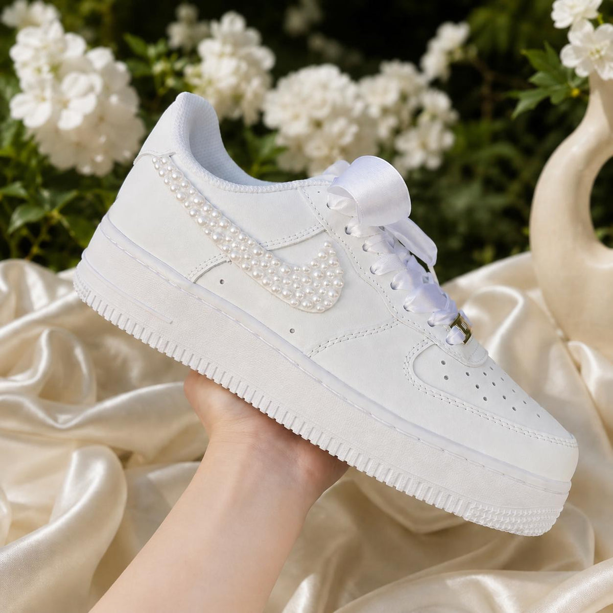 Custom Bridal Wedding Pearl Sneakers — Wedding Shoes for the Bridesmaid Squad — Wedding Gift for the Bride —Handmade Custom Wedding Sneakers