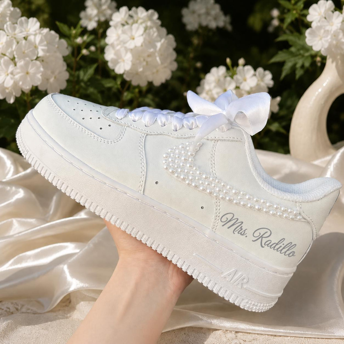 Custom Bridal Wedding Pearl Sneakers — Wedding Shoes for the Bridesmaid Squad — Wedding Gift for the Bride —Handmade Custom Wedding Sneakers