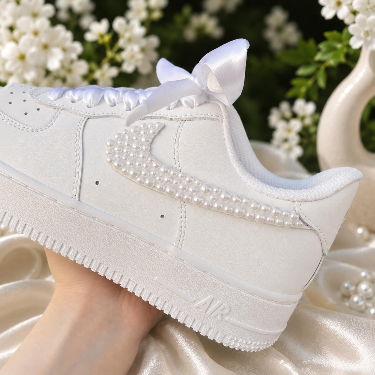 Custom Bridal Wedding Pearl Sneakers — Wedding Shoes for the Bridesmaid Squad — Wedding Gift for the Bride —Handmade Custom Wedding Sneakers