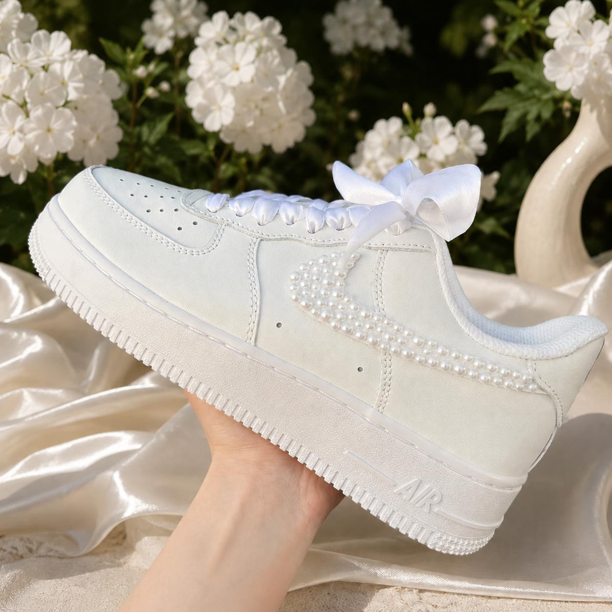 Custom Bridal Wedding Pearl Sneakers — Wedding Shoes for the Bridesmaid Squad — Wedding Gift for the Bride —Handmade Custom Wedding Sneakers