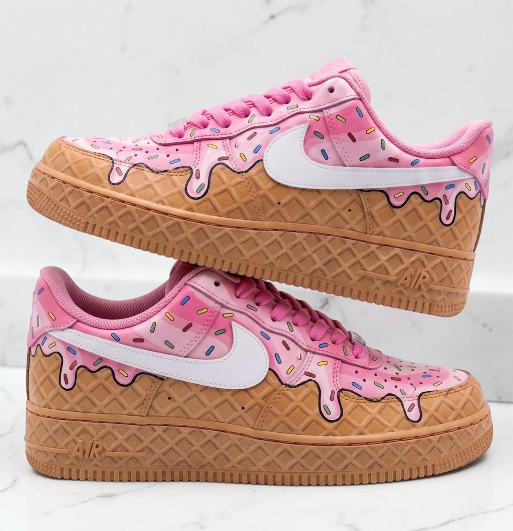 Custom Ice Cream Sneakers, Pink Donut Shoes, Hand Painted Dessert Sneakers, Cute Food Shoes, Personalized Gift for Her