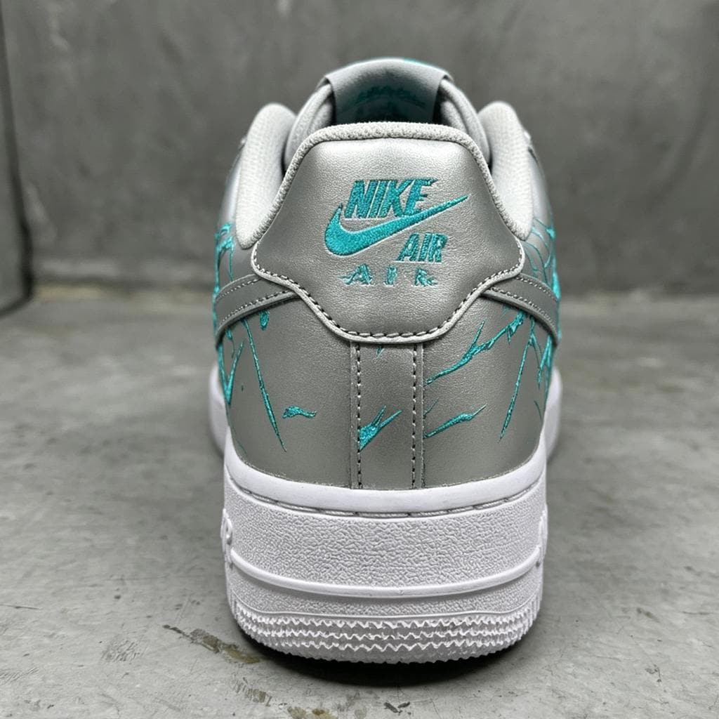 Custom White Air Force 1, HandMade Silver Y2K Spider Shoes,Cyberpunk Style Sneakers,Unique Gift For Him
