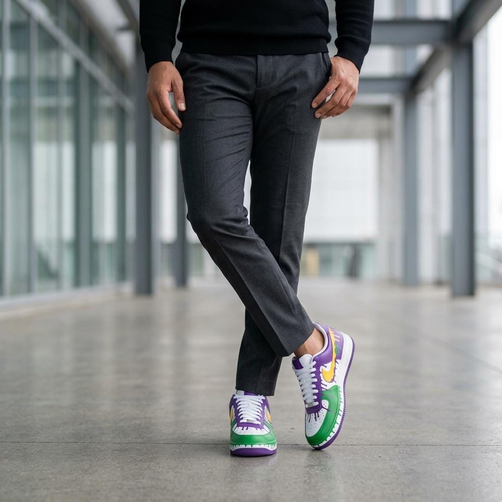 Colorful Drip Custom Sneakers, Hand Painted Shoes, Purple Green Design, Streetwear Gift