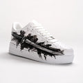 White Shoes with Black Samurai Sword Art,Alternative Streewear Footwear,Gothic Hand-Painted Sneakers,Gift
