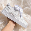 Pearl & Rhinestone Bridal Sneakers, Personalized Wedding Shoes with Custom Side Design