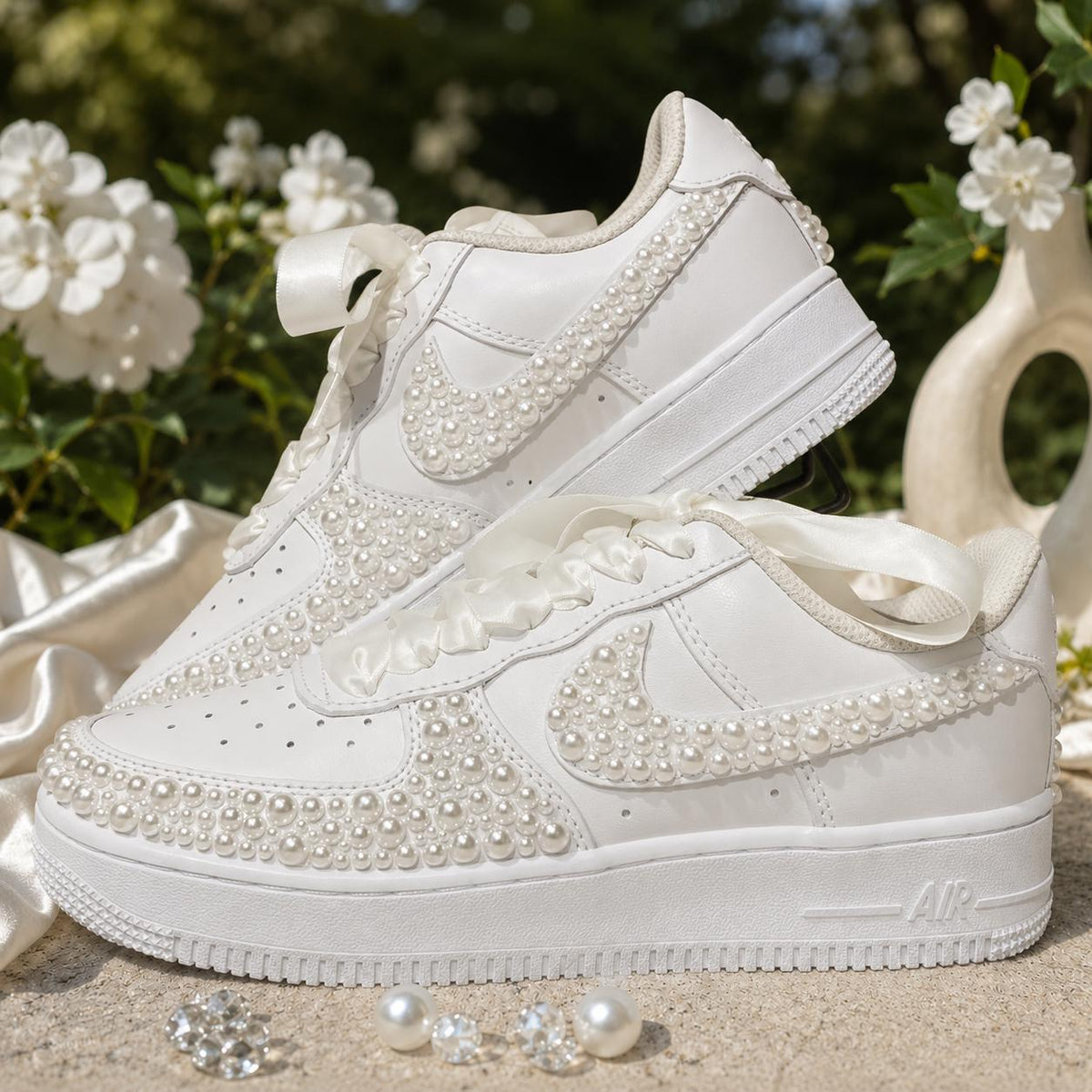 Custom Wedding Sneakers for Brides—Pearl Sneakers —Wedding Bridesmaid Gifts—Handmade Custom Wedding Sneakers— Wedding Gift for the Bride