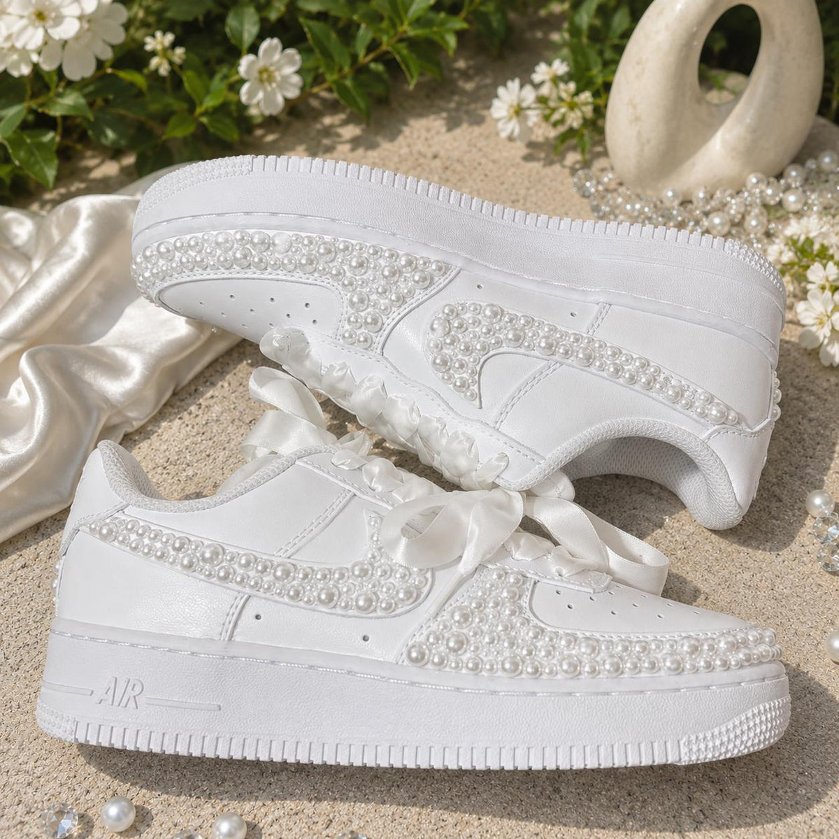 Custom Wedding Sneakers for Brides—Pearl Sneakers —Wedding Bridesmaid Gifts—Handmade Custom Wedding Sneakers— Wedding Gift for the Bride