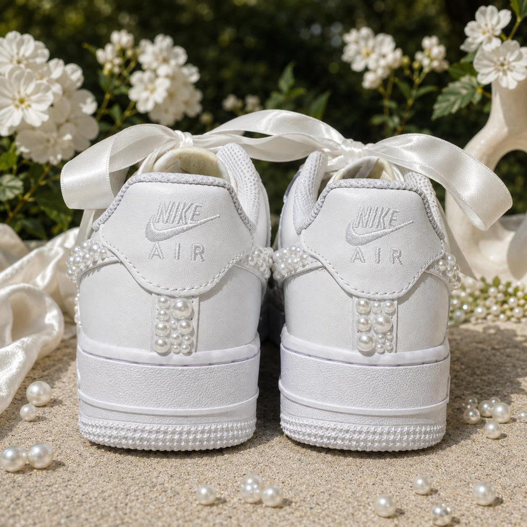 Custom Wedding Sneakers for Brides—Wedding Bridesmaid Gifts—Pearl Sneakers — Wedding Gift for the Bride—Handmade Custom Wedding Sneakers