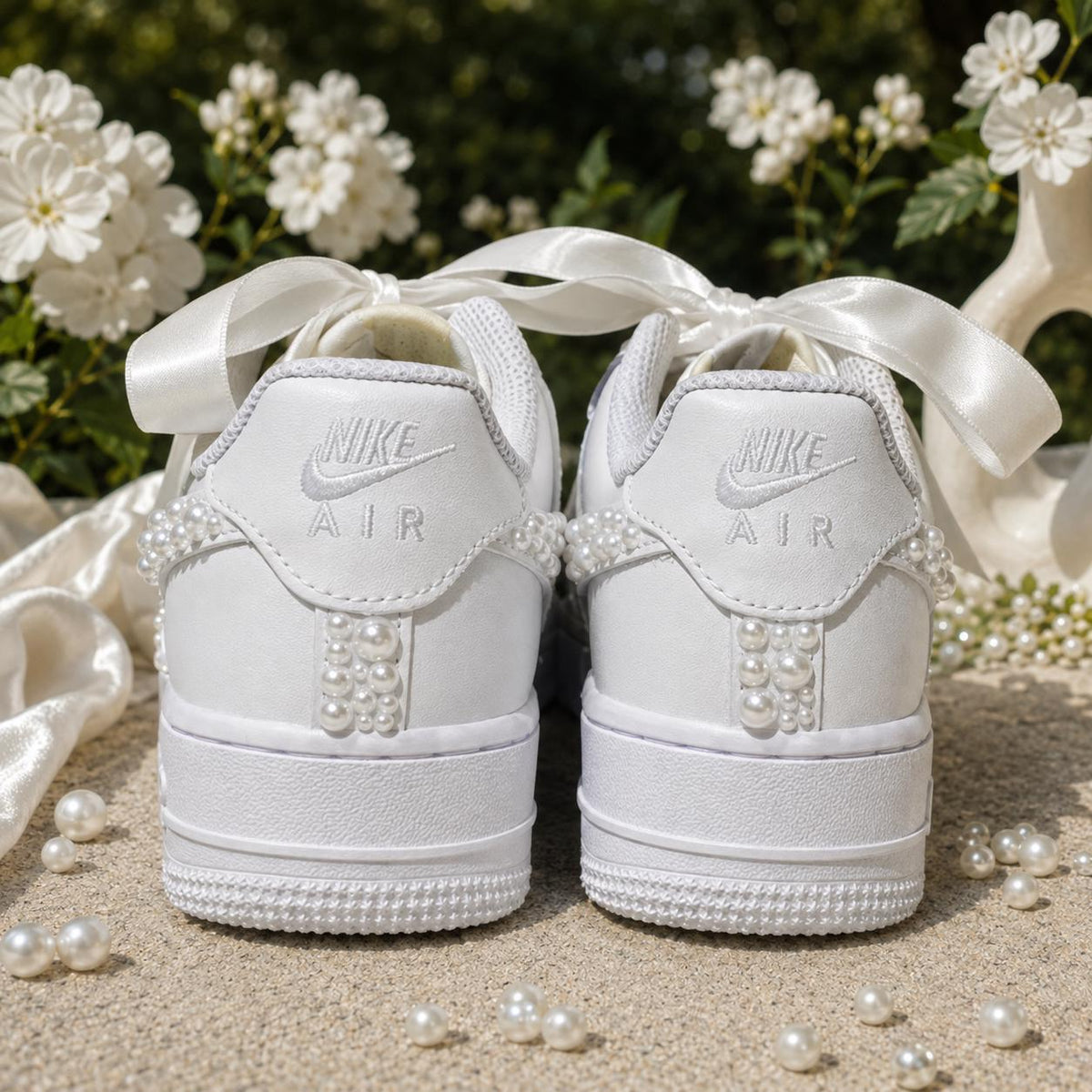 Custom Wedding Sneakers for Brides—Wedding Bridesmaid Gifts—Pearl Sneakers — Wedding Gift for the Bride—Handmade Custom Wedding Sneakers