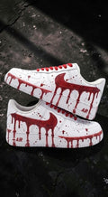 Custom Red Drip Sneakers, White Hand Painted Shoes, Red Splash Streetwear Shoes, Unique Custom Sneakers, Gift for Sneaker Lovers