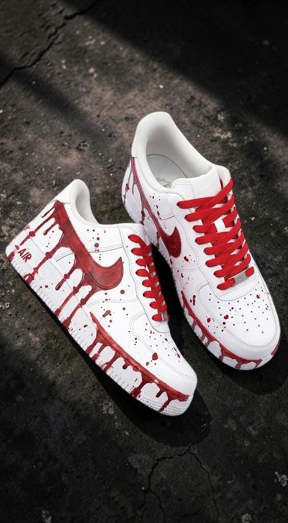 Custom Red Drip Sneakers, White Hand Painted Shoes, Red Splash Streetwear Shoes, Unique Custom Sneakers, Gift for Sneaker Lovers