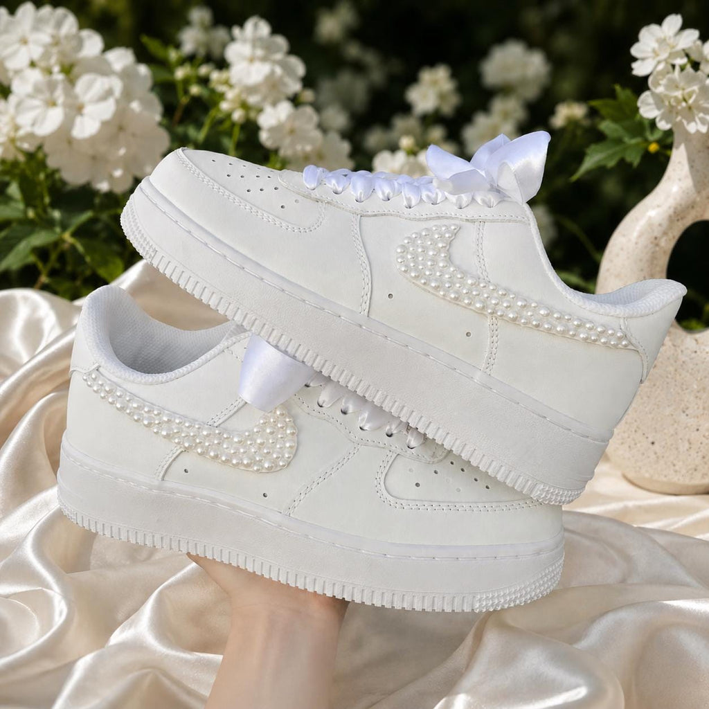 Custom Bridal Wedding Pearl Sneakers — Wedding Shoes for the Bridesmaid Squad — Wedding Gift for the Bride —Handmade Custom Wedding Sneakers