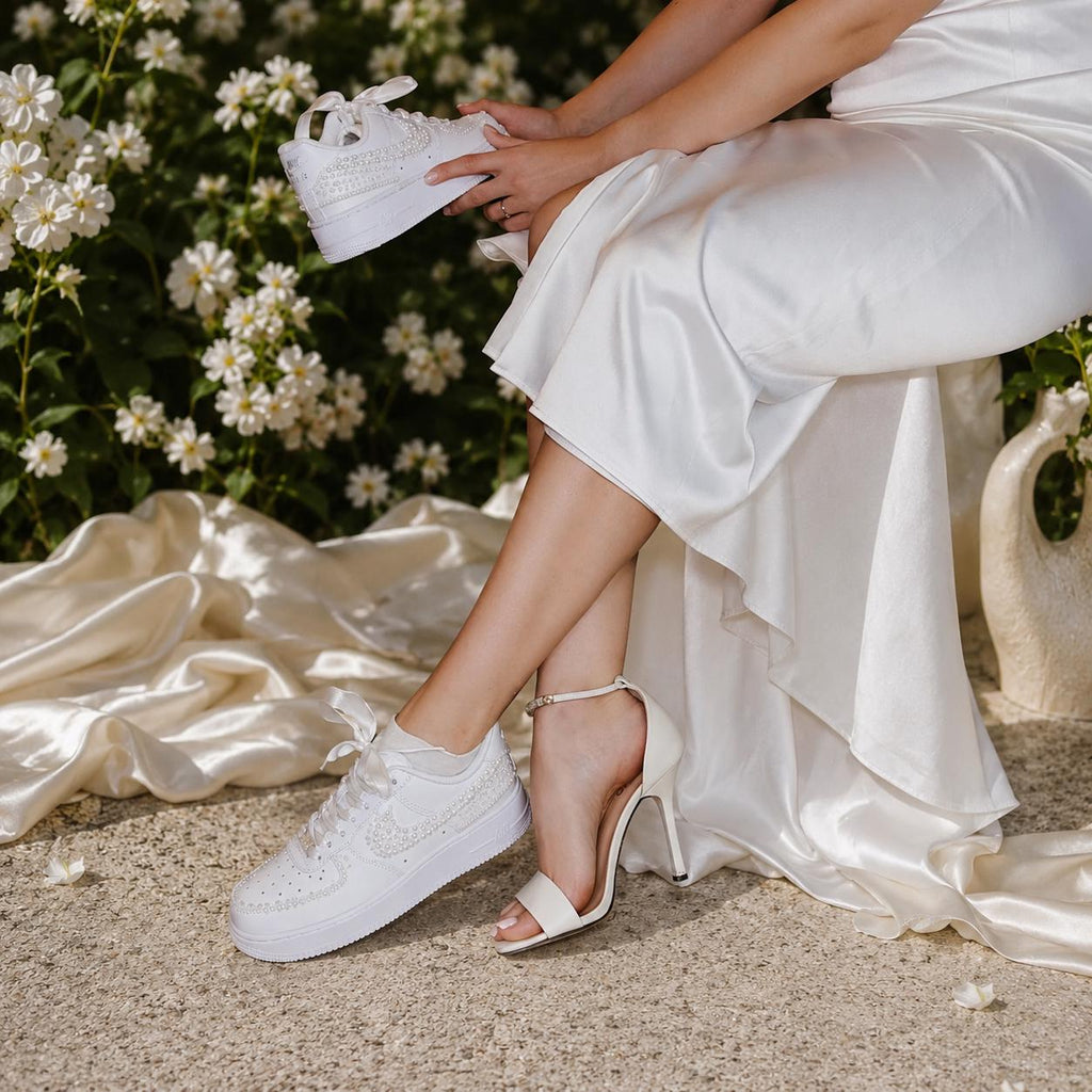Custom Bridal Wedding Pearl Sneakers — Wedding Shoes for the Bridesmaid Squad — Wedding Gift for the Bride —Handmade Custom Wedding Sneakers