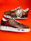 Jack The Clown Hand Painted Sneakers, Custom Horror Scary Shoes, Halloween Clown Gift, Unique Handcrafted AF1 Style Shoe Art