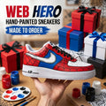 Red Blue Custom Sneakers, Hand Painted Shoes, Web Design, Comic Streetwear, Unique Sneaker Gift