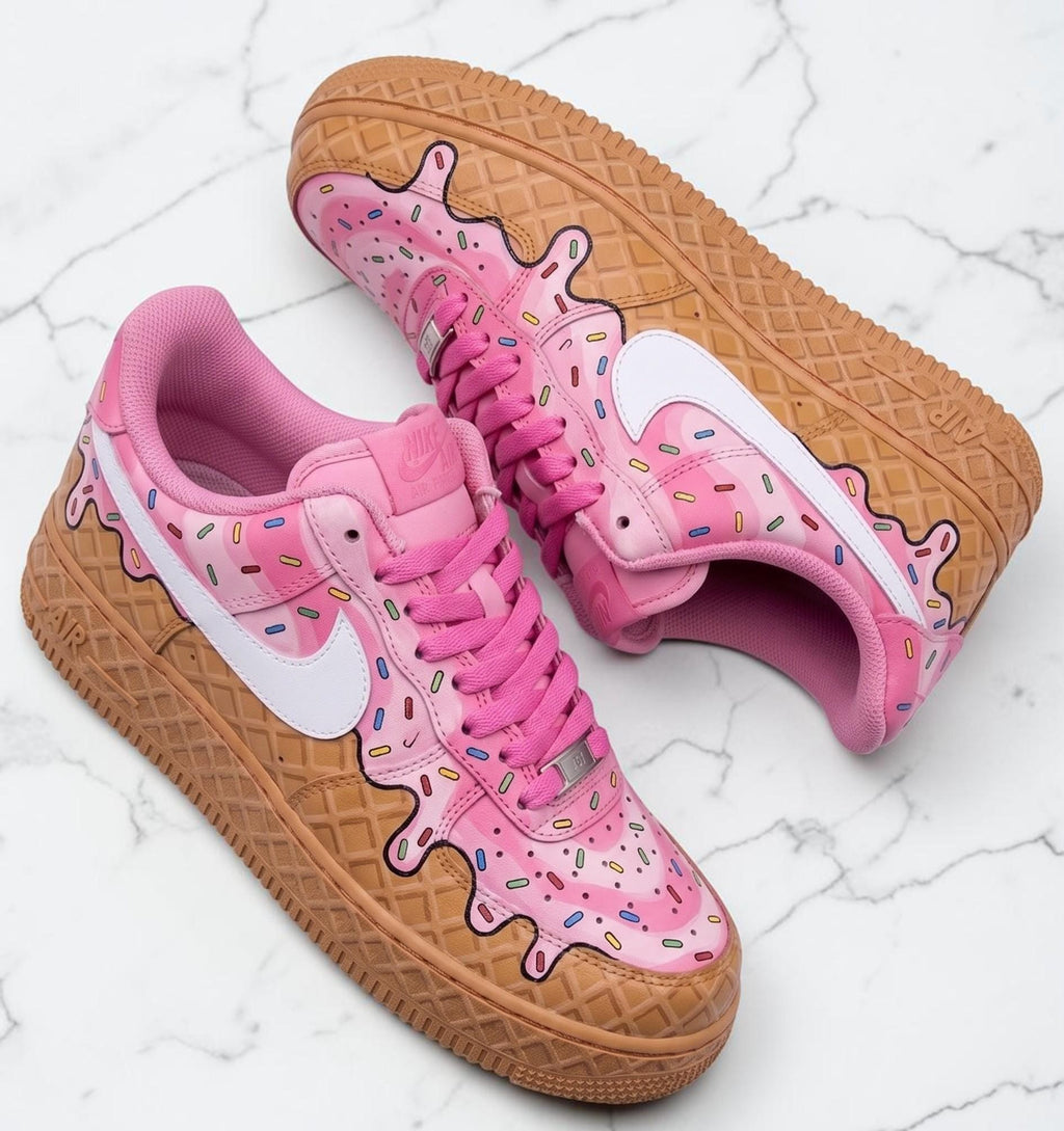 Custom Ice Cream Sneakers, Pink Donut Shoes, Hand Painted Dessert Sneakers, Cute Food Shoes, Personalized Gift for Her