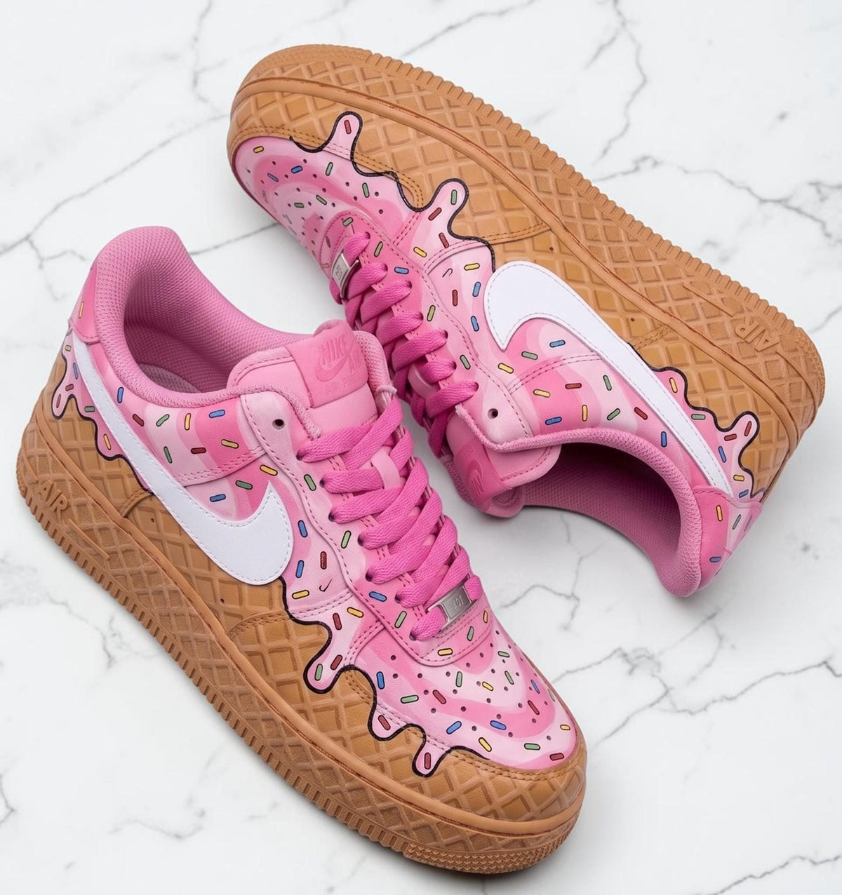 Custom Ice Cream Sneakers, Pink Donut Shoes, Hand Painted Dessert Sneakers, Cute Food Shoes, Personalized Gift for Her